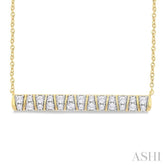 1/2 ctw Ribbed Trapezoid Motif Bar Round Cut Diamond Necklace in 14K Yellow Gold